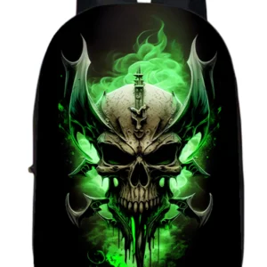 Green Skull Printed Premium Backpack