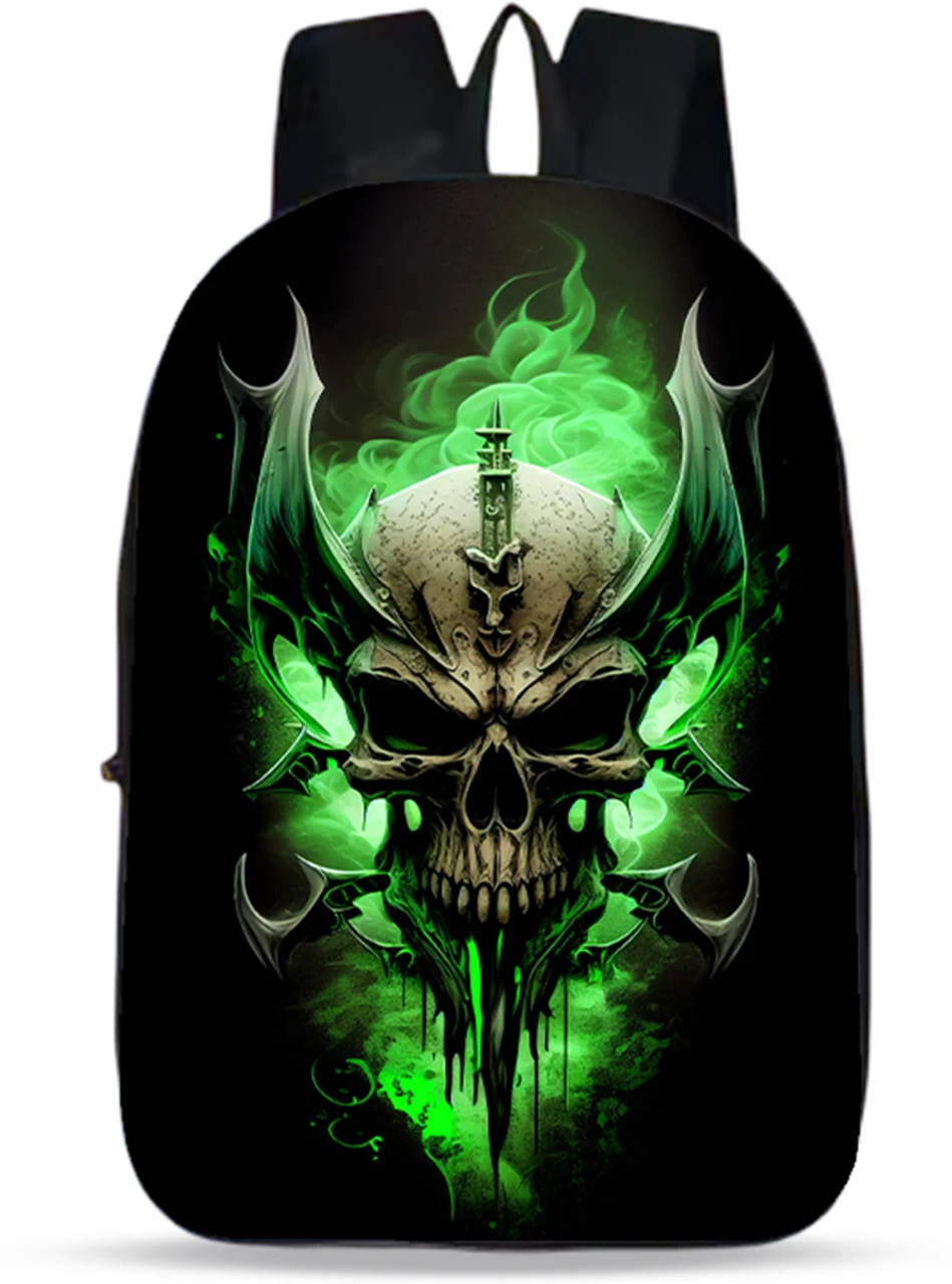 Green Skull Printed Premium Backpack